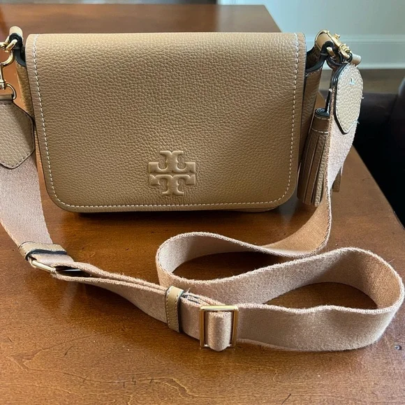 Tory Burch Tan Crossbody Bag with Logo and Silver Hardware - Picture 6 of 6
